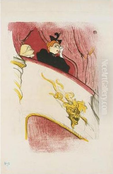 La Loge Au Mascaron Dore (wittrock 16; Delteil 16; Adhemar 72) Oil Painting by Henri De Toulouse-Lautrec