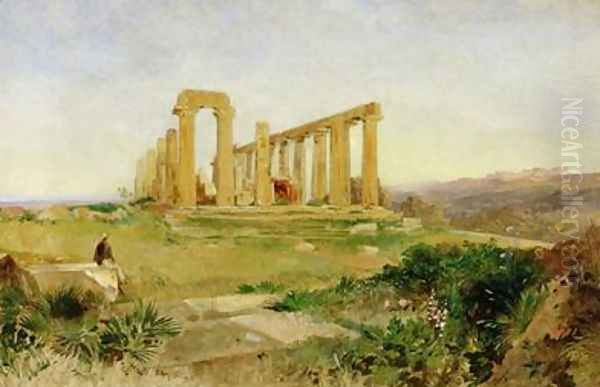 Temple of Agrigento Oil Painting by Edward Lear