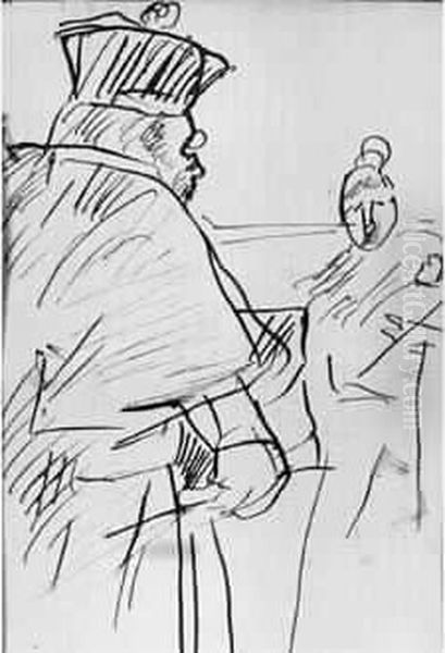 Caricature D'un Juge Recevant Une by Henri De Toulouse-Lautrec