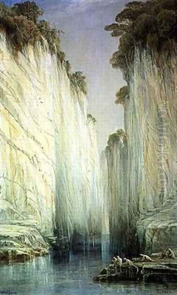 The Marble rocks Jabalpur Madhya Pradesh Oil Painting by Edward Lear