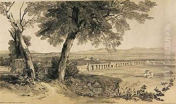 Campagna of Rome from Villa Mattei Oil Painting by Edward Lear