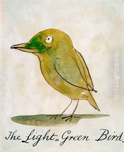 The Light Green Bird Oil Painting by Edward Lear