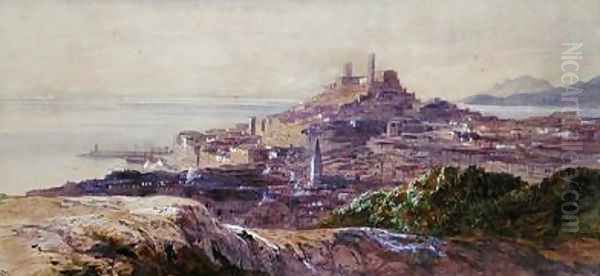 Cannes Oil Painting by Edward Lear