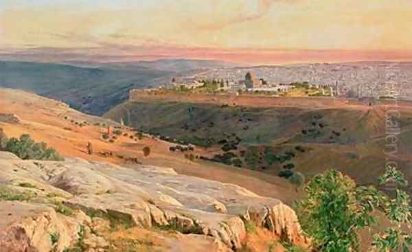 Jerusalem from the Mount of Olives Oil Painting by Edward Lear