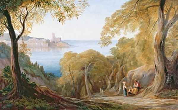 Landscape with View of Lerici Oil Painting by Edward Lear