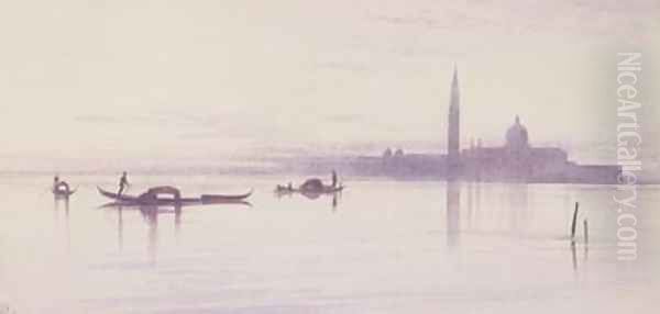 San Giorgio Maggiore from the Lagoon Venice Oil Painting by Edward Lear