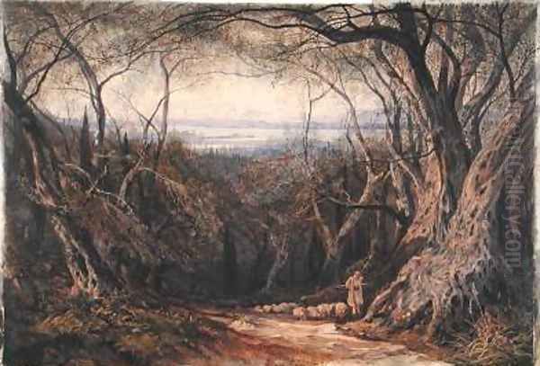 Corfu Oil Painting by Edward Lear