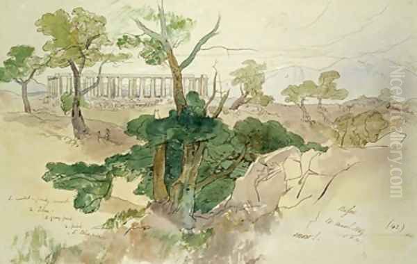 Temple at Bassae Oil Painting by Edward Lear