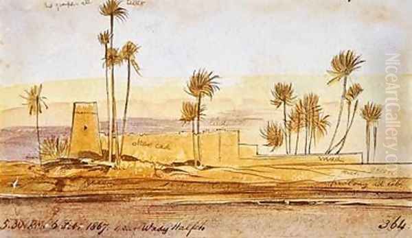 Near Wady Halfeh Oil Painting by Edward Lear