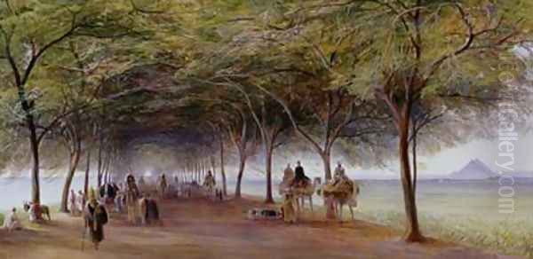 View of the Pyramids Road Giza Oil Painting by Edward Lear