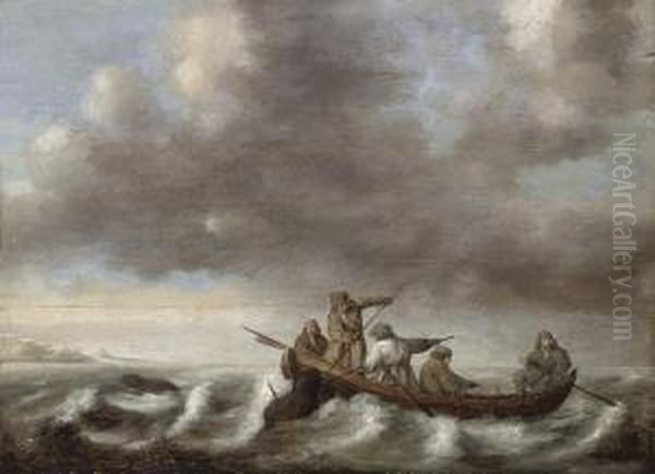 Fishermen Hunting Seals Oil Painting by Simon De Vlieger