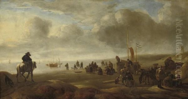 An Extensive Coastal Landscape Oil Painting by Simon De Vlieger