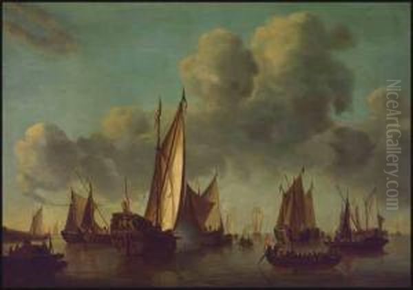 Dutch Fleet With A Galleon Becalmed by Simon De Vlieger