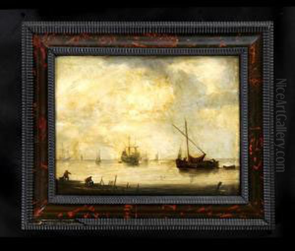 Harbor View Oil Painting by Simon De Vlieger