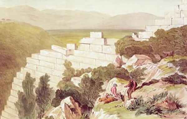 Walls of Ancient Samos Cephalonia Oil Painting by Edward Lear