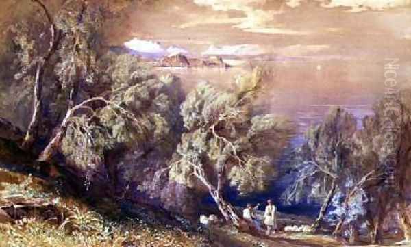 Corfu from above the Village of Analipsis Oil Painting by Edward Lear