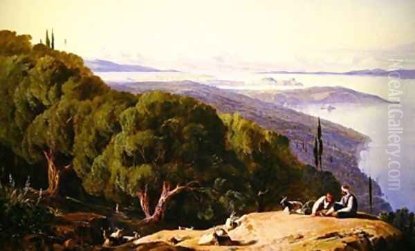 Corfu from the Hill of Gastouri Oil Painting by Edward Lear