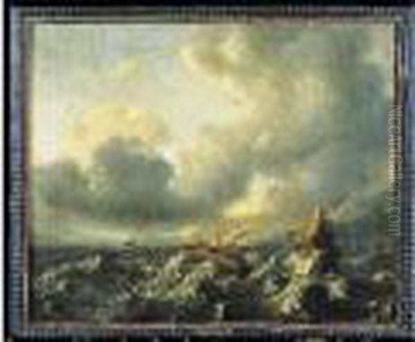 Scene De Tempete Oil Painting by Simon De Vlieger