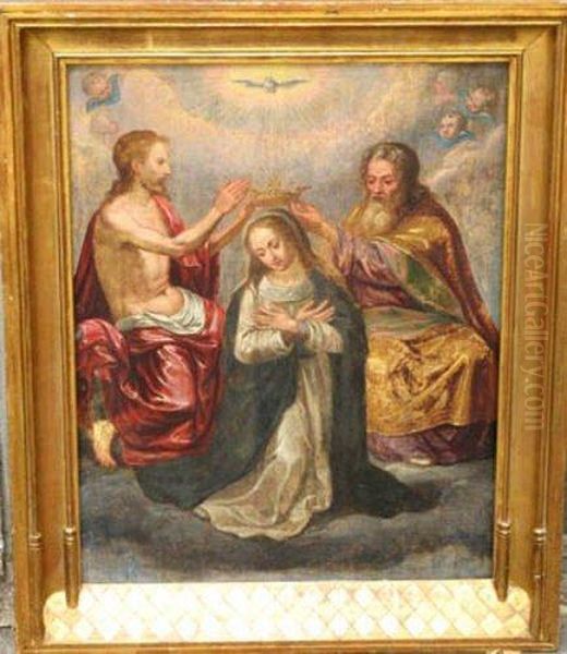 Crowning Of Thevirgin Oil Painting by Maarten de Vos