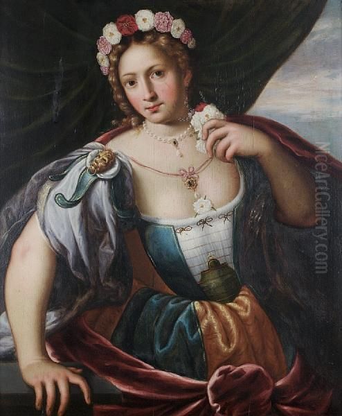 An Allegory Of Smell, One Of The Five Senses Oil Painting by Maarten de Vos