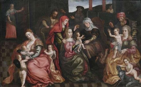 The Virgin And Her Relatives Oil Painting by Maarten de Vos