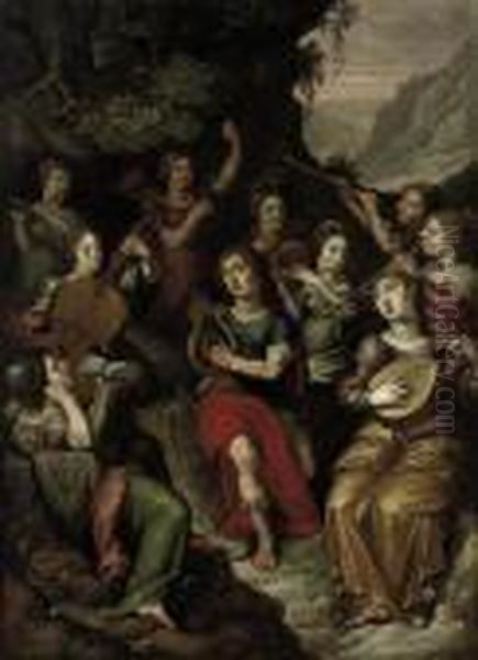 Apollo And The Nine Muses Oil Painting by Maarten de Vos