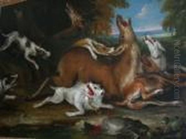 ''cani Che Cacciano Un Cervo' Oil Painting by Maarten de Vos