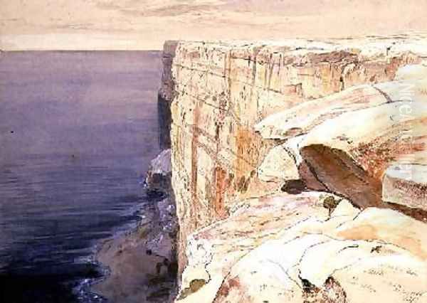 The Rocks near Garf Hasan Malta Oil Painting by Edward Lear