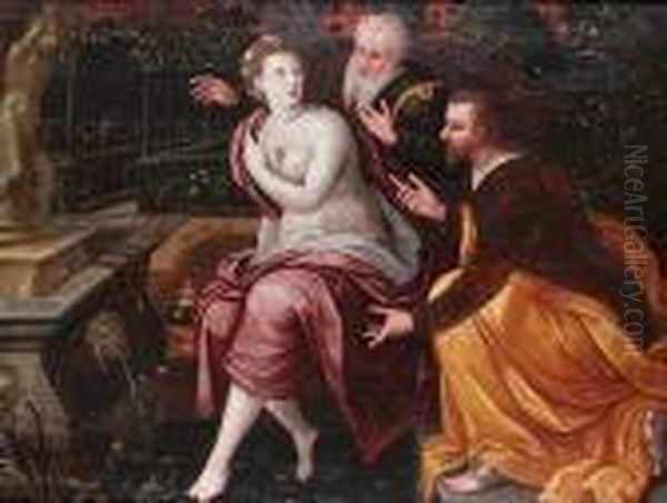 Susannah And The Elders Oil Painting by Maarten de Vos