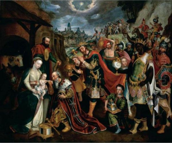 The Adoration Of The Magi Oil Painting by Maarten de Vos