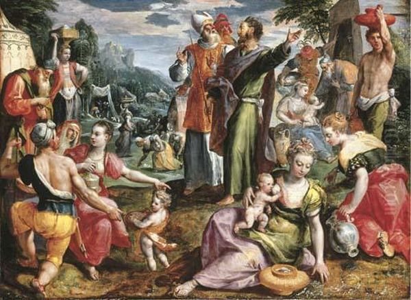 The Gathering Of Manna Oil Painting by Maarten de Vos