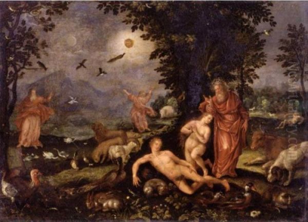 The Creation Of Eve Oil Painting by Maarten de Vos