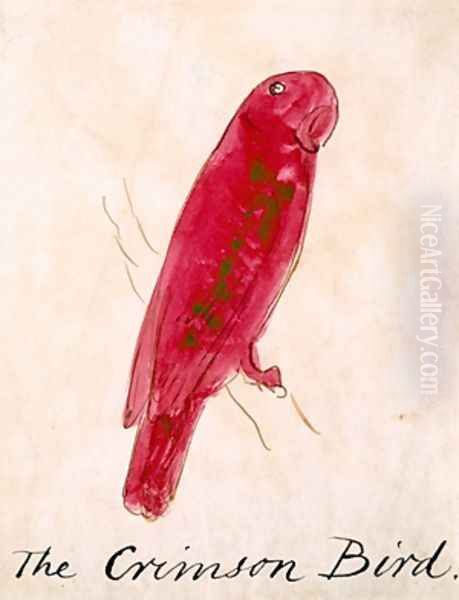 The Crimson Bird Oil Painting by Edward Lear