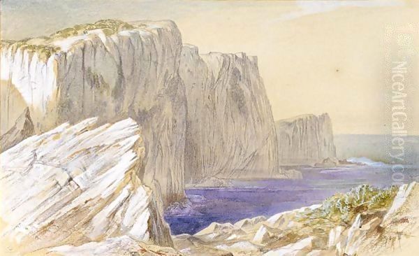 Sapphos Leap Leucatas Lefkas Oil Painting by Edward Lear