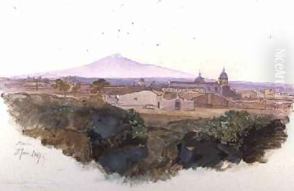 Catania Oil Painting by Edward Lear