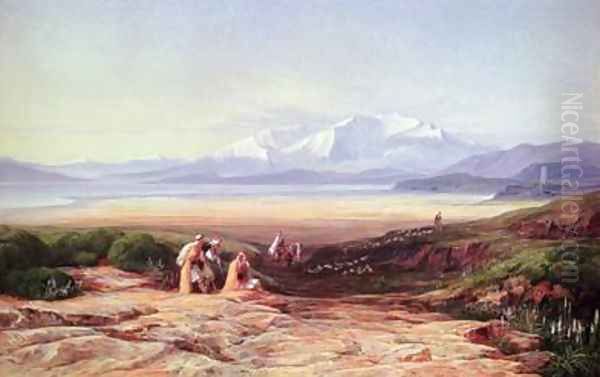 Mount Parnassus Lake Cephissus and the Plains of Boetia Greece Oil Painting by Edward Lear