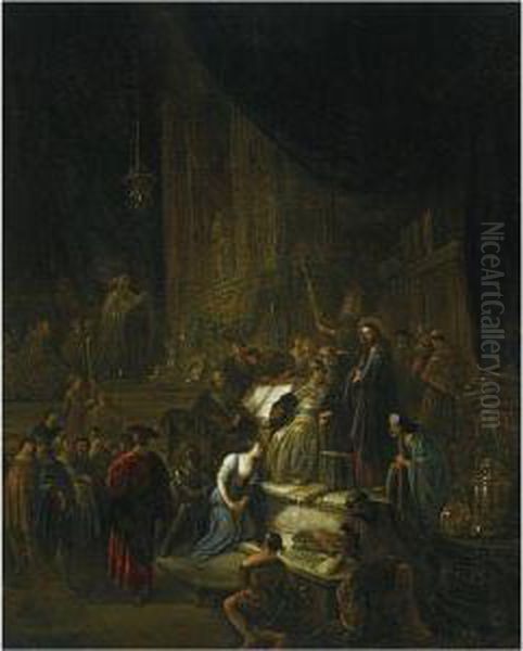 Christ And The Woman Taken In Adultery Oil Painting by Jacob Willemsz de Wet the Elder