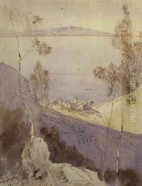 The Monastery of Esphigmenou Oil Painting by Edward Lear