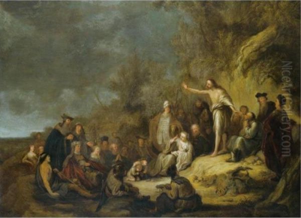 Saint John The Baptist Preaching In The Wilderness Oil Painting by Jacob Willemsz de Wet the Elder