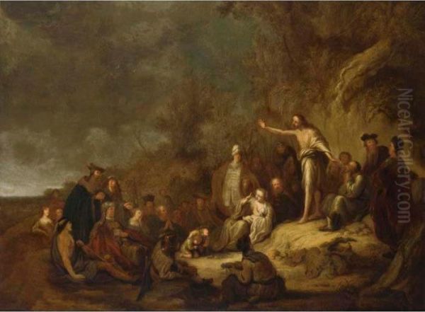 St John The Baptist Preaching To The Multitude (luke 3:1-17) Oil Painting by Jacob Willemsz de Wet the Elder