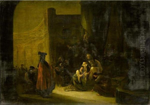 Christ And The Woman Taken In Adultery Oil Painting by Jacob Willemsz de Wet the Elder