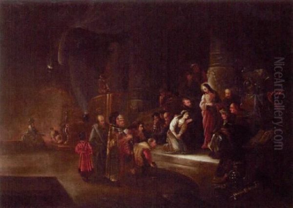 Christ And The Adultress Oil Painting by Jacob Willemsz de Wet the Elder