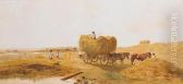 Loading Hay Near Lincoln Oil Painting by Peter de Wint