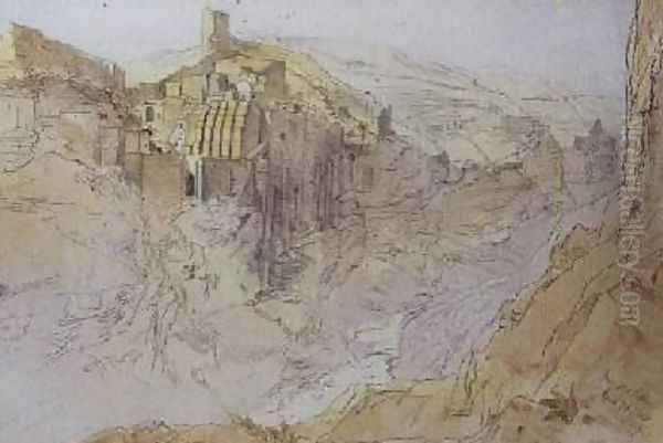 Dar Mar Sabbas Palestine Oil Painting by Edward Lear