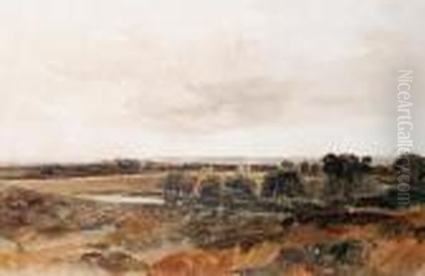 Distant View Of Windsor Castle Fromslough Oil Painting by Peter de Wint