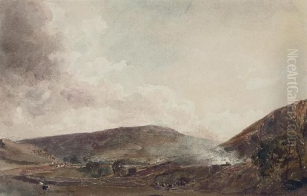 A Working Kiln At Hambleton Quarry, Near Bolton Abbey, Yorkshire Oil Painting by Peter de Wint