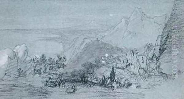 Taormina from Views of Sicily Oil Painting by Edward Lear