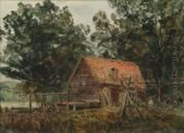 Cottage Oil Painting by Peter de Wint