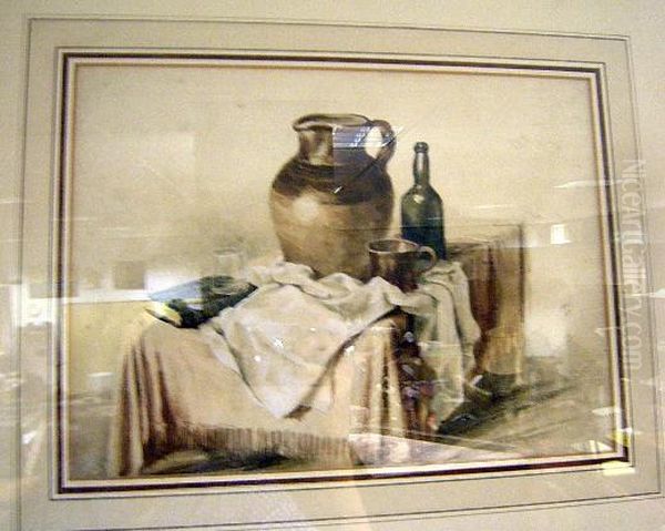 Stilllife Of A Flagon Oil Painting by Peter de Wint