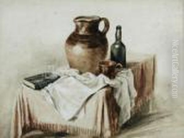 Stilllife Of A Flagon Oil Painting by Peter de Wint